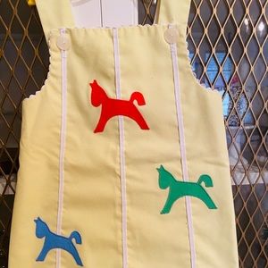 Vintage Yellow Cotton Dress Size 4T Horses